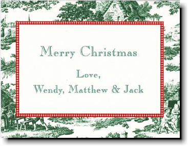 Holiday Calling Cards by Boatman Geller - Toile Dark Green & Red Check Holiday Calling Cards by Boatman Geller - Toile Dark Green & Red Check