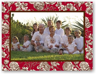 Digital Holiday Photo Cards by Boatman Geller - Floral Toile Red