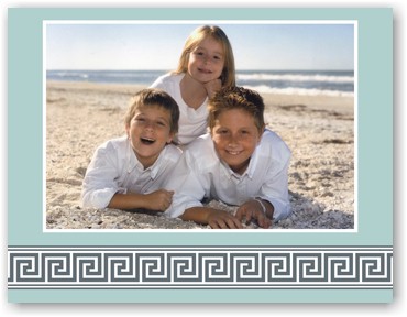 Holiday Photo Mount Cards by Boatman Geller - Greek Key Light Blue