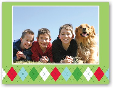 Holiday Photo Mount Cards by Boatman Geller - Argyle Green and Red