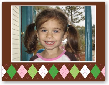 Holiday Photo Mount Cards by Boatman Geller - Argyle Brown and Pink