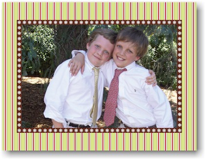 Holiday Photo Mount Cards by Boatman Geller - Parker Stripe Green Holiday Photo Mount Cards by Boatman Geller - Parker Stripe Green