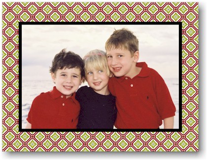 Digital Holiday Photo Cards by Boatman Geller - Geo Pattern Red