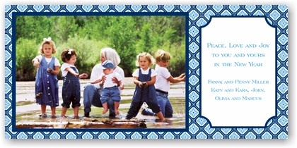 Holiday Photo Mount Cards by Boatman Geller - Geo Pattern Navy