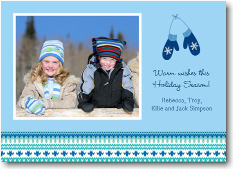 Digital Holiday Photo Cards by Boatman Geller - Mittens Blue