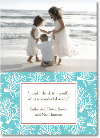 Digital Holiday Photo Cards by Boatman Geller - Coral Repeat Teal