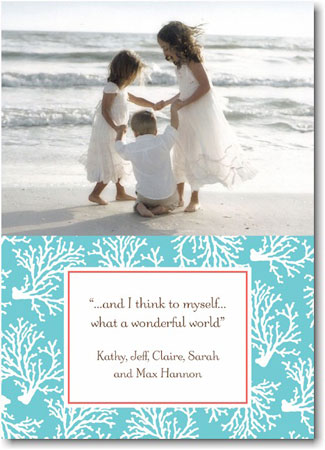 Digital Holiday Photo Cards by Boatman Geller - Coral Repeat Teal Digital Holiday Photo Cards by Boatman Geller - Coral Repeat Teal