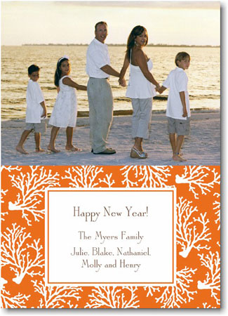 Digital Holiday Photo Cards by Boatman Geller - Coral Repeat