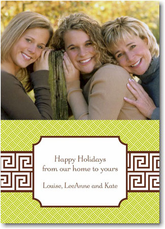 Digital Holiday Photo Cards by Boatman Geller - Greek Key Band Brown