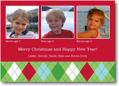 Digital Holiday Photo Cards by Boatman Geller - Argyle Red