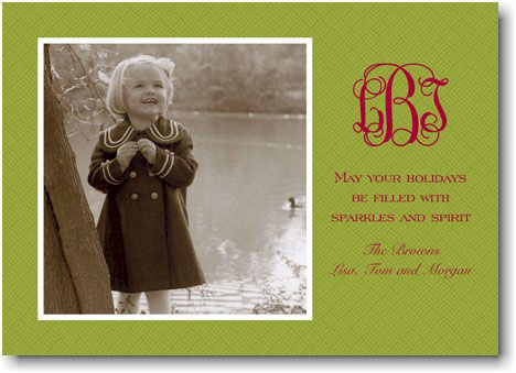 Digital Holiday Photo Cards by Boatman Geller - Basketweave Green