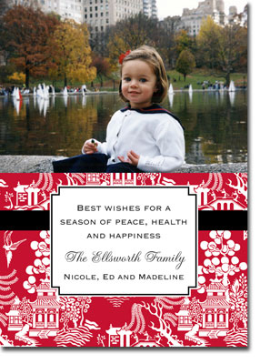 Digital Holiday Photo Cards by Boatman Geller - Chinoiserie Red
