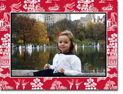 Holiday Photo Mount Cards by Boatman Geller - Chinoiserie Red