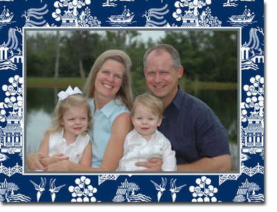 Holiday Photo Mount Cards by Boatman Geller - Chinoiserie Navy