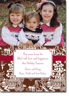 Digital Holiday Photo Cards by Boatman Geller - Chinoiserie Brown Digital Holiday Photo Cards by Boatman Geller - Chinoiserie Brown