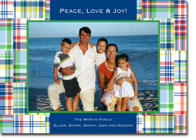 Digital Holiday Photo Cards by Boatman Geller - Madras Patch Blue Digital Holiday Photo Cards by Boatman Geller - Madras Patch Blue