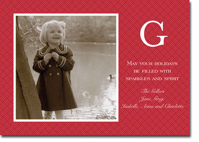 Boatman Geller Digital Holiday Photo Card - Basketweave Red