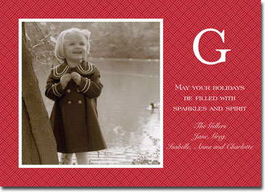 Digital Holiday Photo Cards by Boatman Geller - Basketweave Red