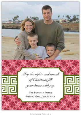 Digital Holiday Photo Cards by Boatman Geller - Greek Key Band Olive