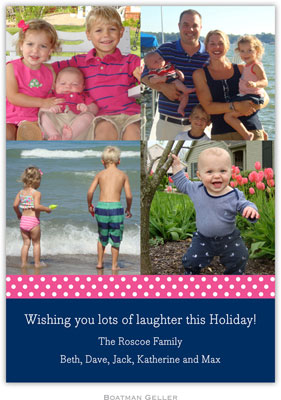 Digital Holiday Photo Cards by Boatman Geller - Polka Dot Ribbon - Raspberry & Navy Digital Holiday Photo Cards by Boatman Geller - Polka Dot Ribbon - Raspberry & Navy
