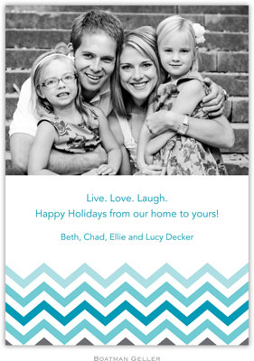 Digital Holiday Photo Cards by Boatman Geller - Chevron Ombre Teal