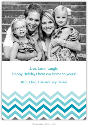 Digital Holiday Photo Cards by Boatman Geller - Chevron Ombre Teal Digital Holiday Photo Cards by Boatman Geller - Chevron Ombre Teal