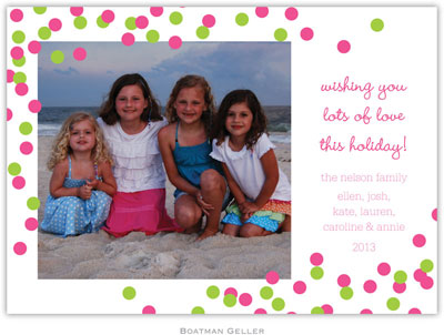 Digital Holiday Photo Cards by Boatman Geller - Confetti Pink & Green (1 Photo)