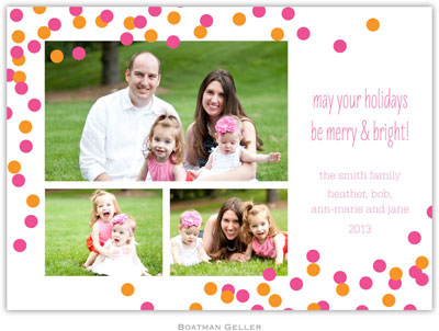 Digital Holiday Photo Cards by Boatman Geller - Confetti Pink & Orange (3 Photos) Digital Holiday Photo Cards by Boatman Geller - Confetti Pink & Orange (3 Photos)
