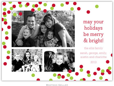Digital Holiday Photo Cards by Boatman Geller - Confetti Red & Green (3 Photos)