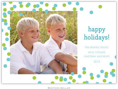 Digital Holiday Photo Cards by Boatman Geller - Confetti Teal & Green (1 Photo)