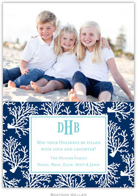 Digital Holiday Photo Cards by Boatman Geller - Coral Repeat Navy Digital Holiday Photo Cards by Boatman Geller - Coral Repeat Navy