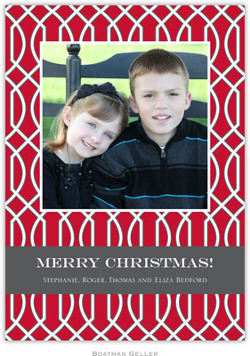 Digital Holiday Photo Cards by Boatman Geller - Trellis Red & Gray Digital Holiday Photo Cards by Boatman Geller - Trellis Red & Gray
