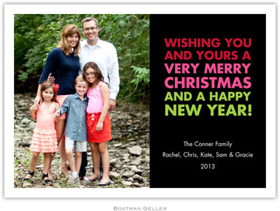 Digital Holiday Photo Cards by Boatman Geller - Christmas Wishes Black (1 Photo)