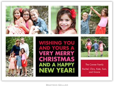 Boatman Geller Digital Holiday Photo Card - Christmas Wishes Black (5 Photos)