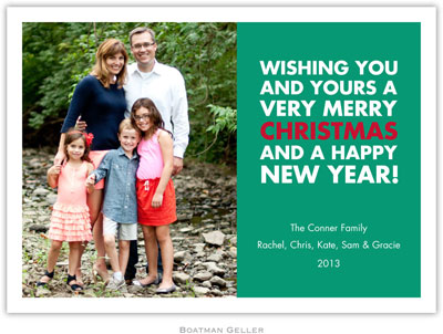 Digital Holiday Photo Cards by Boatman Geller - Christmas Wishes Emerald (1 Photo)