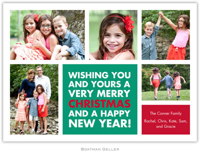 Digital Holiday Photo Cards by Boatman Geller - Christmas Wishes Emerald (5 Photos)