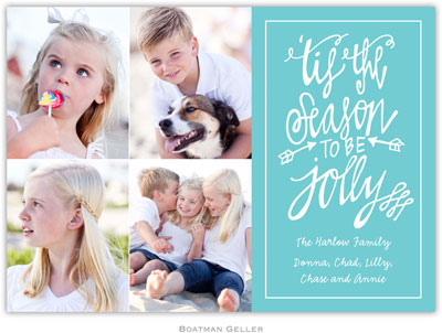 Digital Holiday Photo Cards by Boatman Geller - Tis the Season Teal (4 photos)