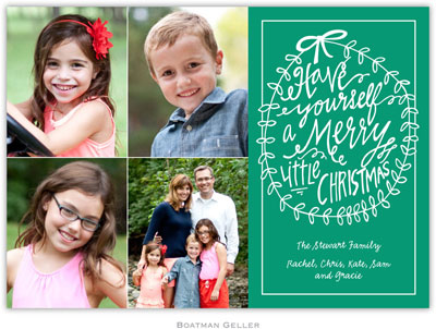Boatman Geller Digital Holiday Photo Card - Merry Little Christmas Emerald (4 photos)