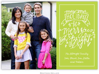 Digital Holiday Photo Cards by Boatman Geller - Merry & Bright Lime (1 photo)