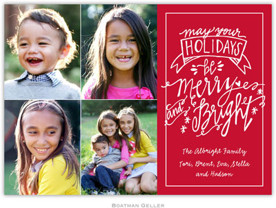 Digital Holiday Photo Cards by Boatman Geller - Merry & Bright Cherry (4 photos)