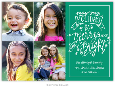 Boatman Geller Digital Holiday Photo Card - Merry & Bright Emerald (4 photos)