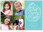 Digital Holiday Photo Cards by Boatman Geller - Merry Little Christmas Teal (4 photos)