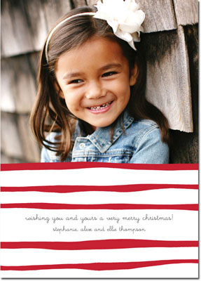 Digital Holiday Photo Cards by Boatman Geller - Brush Stripe Red