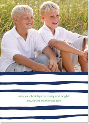 Digital Holiday Photo Cards by Boatman Geller - Brush Stripe Navy