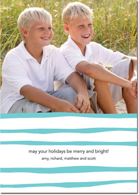 Digital Holiday Photo Cards by Boatman Geller - Brush Stripe Teal