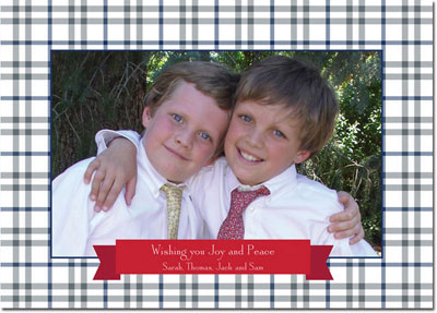 Digital Holiday Photo Cards by Boatman Geller - Miller Check Gray & Blue
