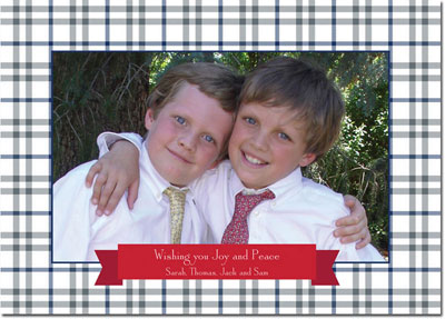 Digital Holiday Photo Cards by Boatman Geller - Miller Check Gray & Blue Digital Holiday Photo Cards by Boatman Geller - Miller Check Gray & Blue