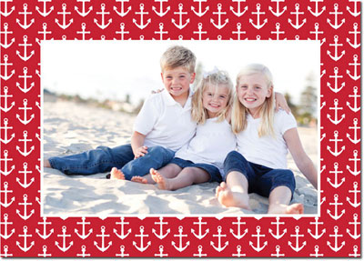 Digital Holiday Photo Cards by Boatman Geller - Anchors Red