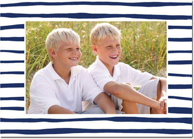 Digital Holiday Photo Cards by Boatman Geller - Brush Stripe Navy