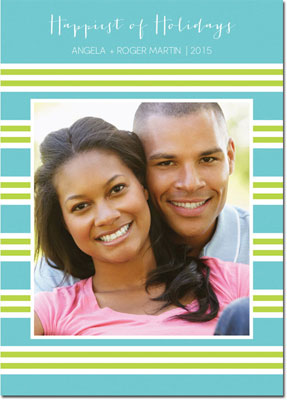 Digital Holiday Photo Cards by Boatman Geller - Millie Stripe Teal and Lime Digital Holiday Photo Cards by Boatman Geller - Millie Stripe Teal and Lime